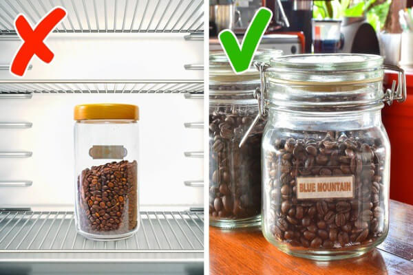 Không bảo quản cà phê trong tủ lạnh cùng thực phẩm khác